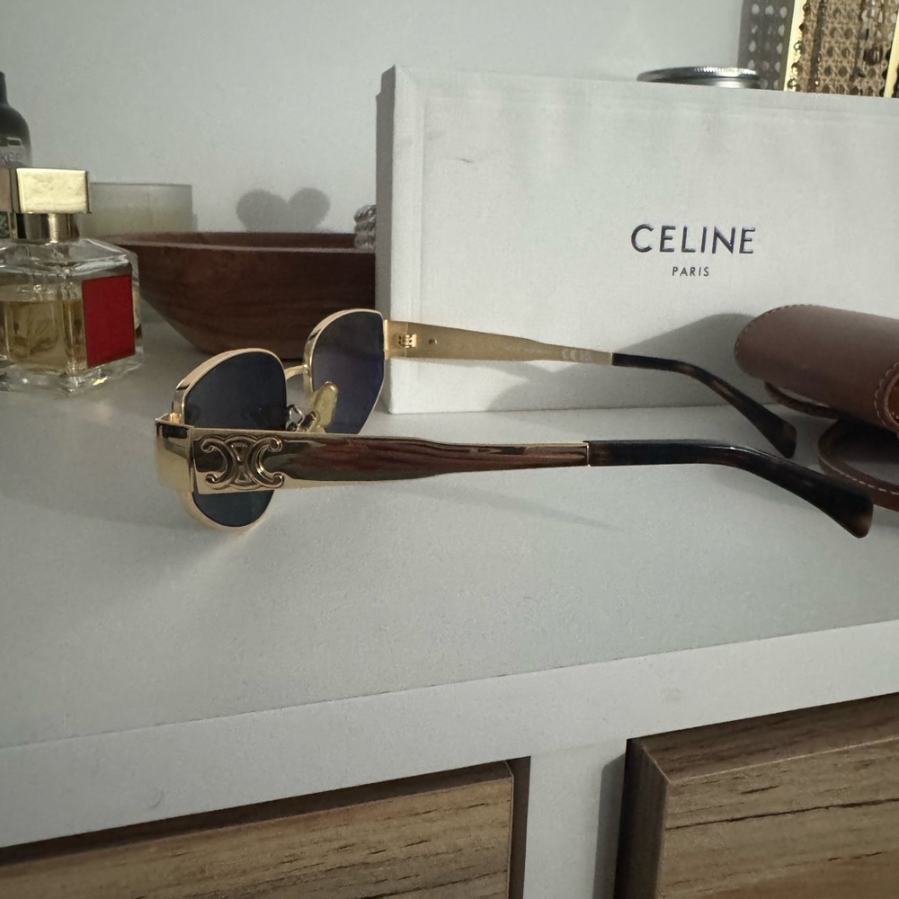 Celine Gold and Black Sunglasses - Picture 2 of 7